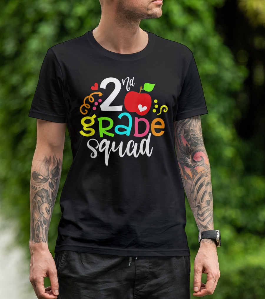 2nd Grade Squad Apple Graphic Second Grade Team T-Shirt