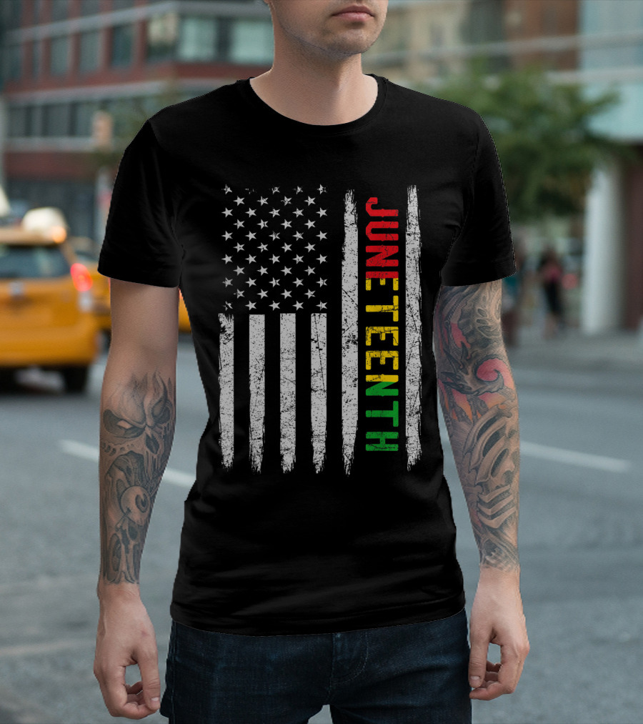 African American Flag Black History Juneteenth Stripes Patriotic Colors T-Shirt