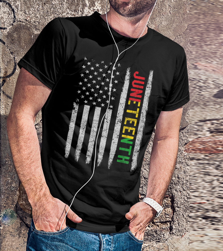 African American Flag Black History Juneteenth Stripes Patriotic Colors T-Shirt