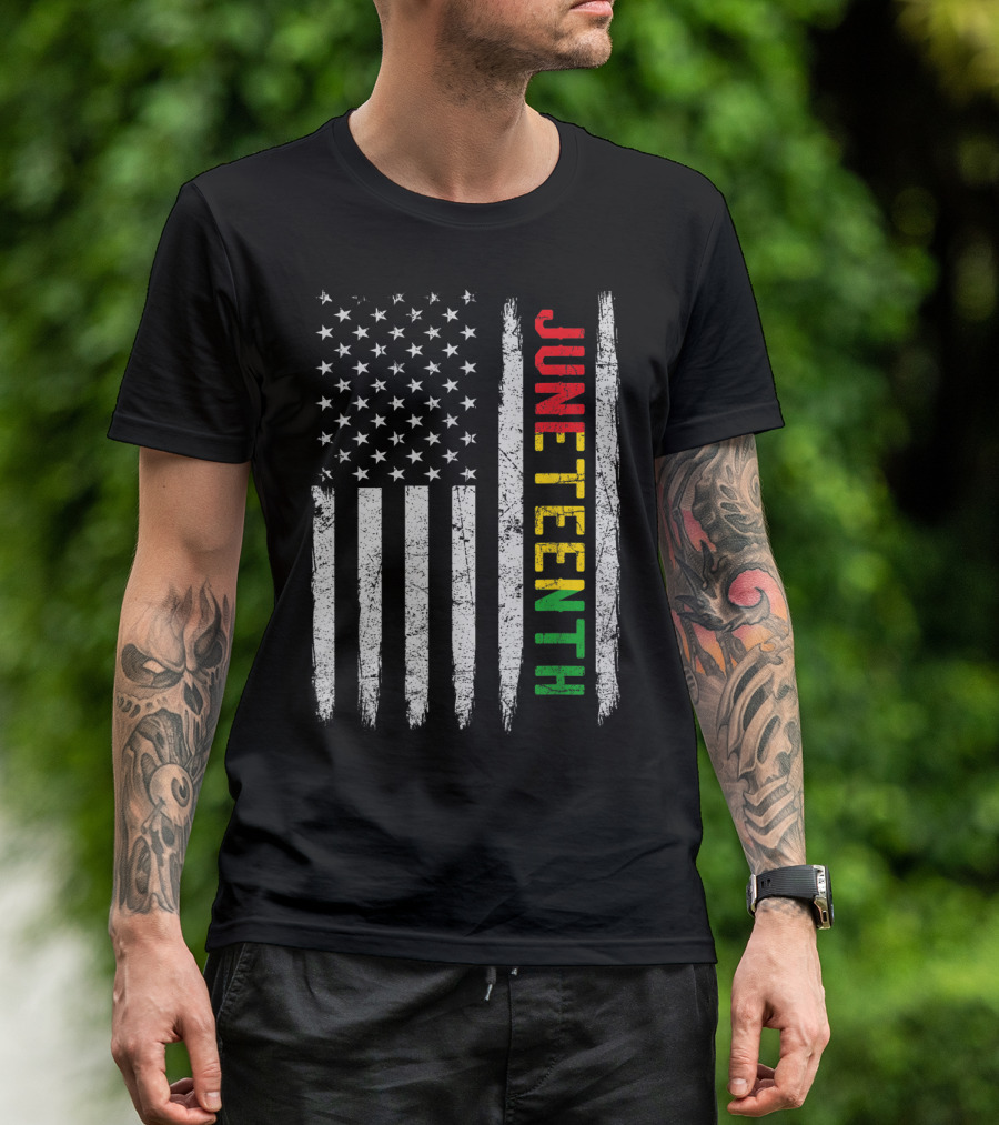 African American Flag Black History Juneteenth Stripes Patriotic Colors T-Shirt