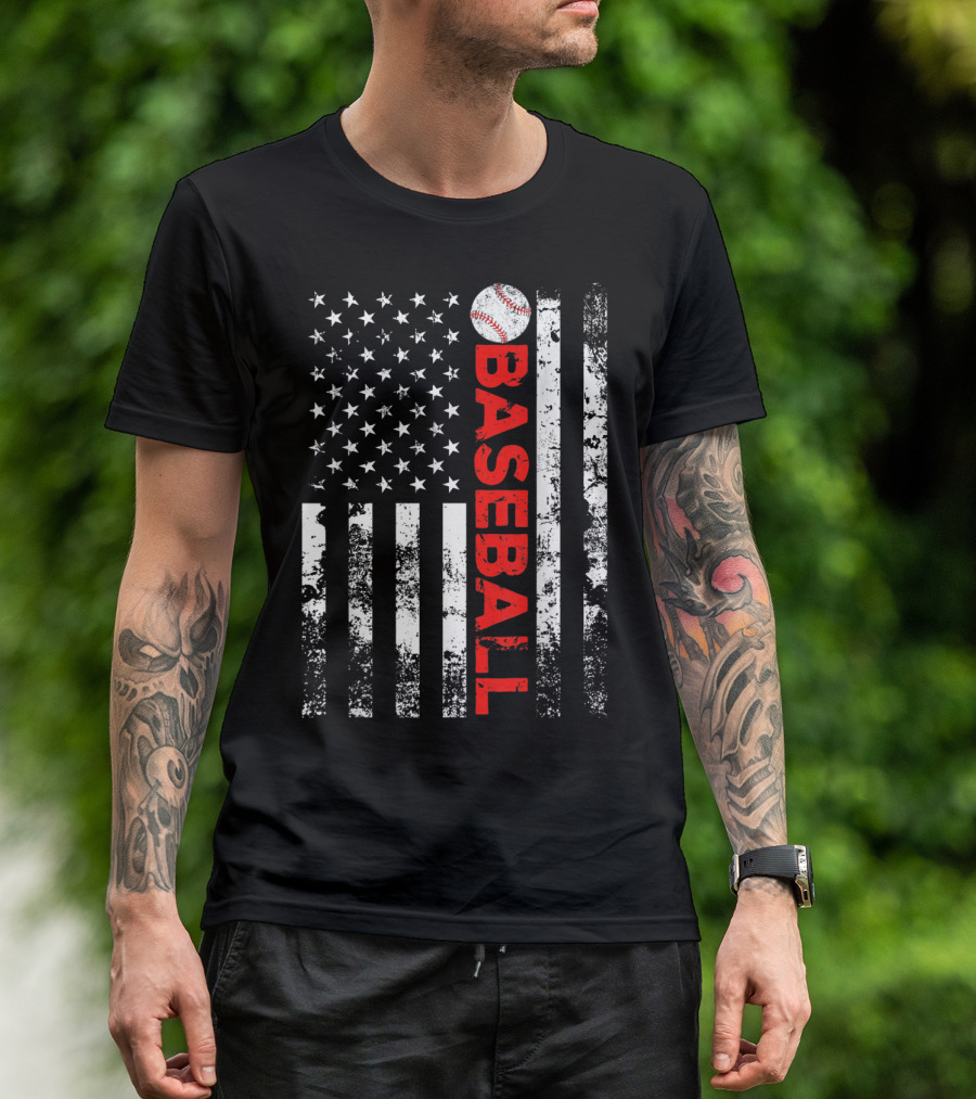 American Flag Baseball Stripes T-Shirt