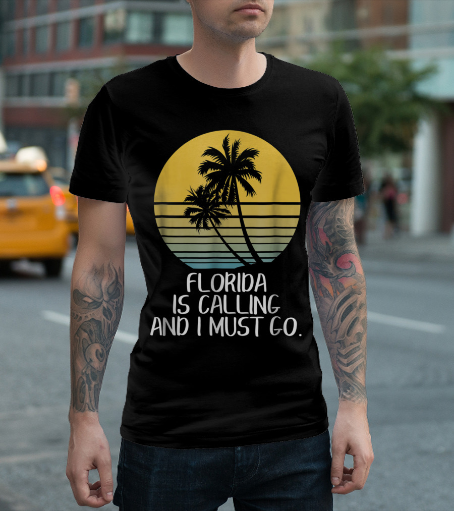 Florida Is Calling and I Must Go Tropical Sunset Beach Vacation T-Shirt