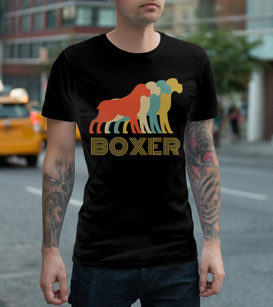 Boxer Dog Breed Vintage Colorful T-Shirt