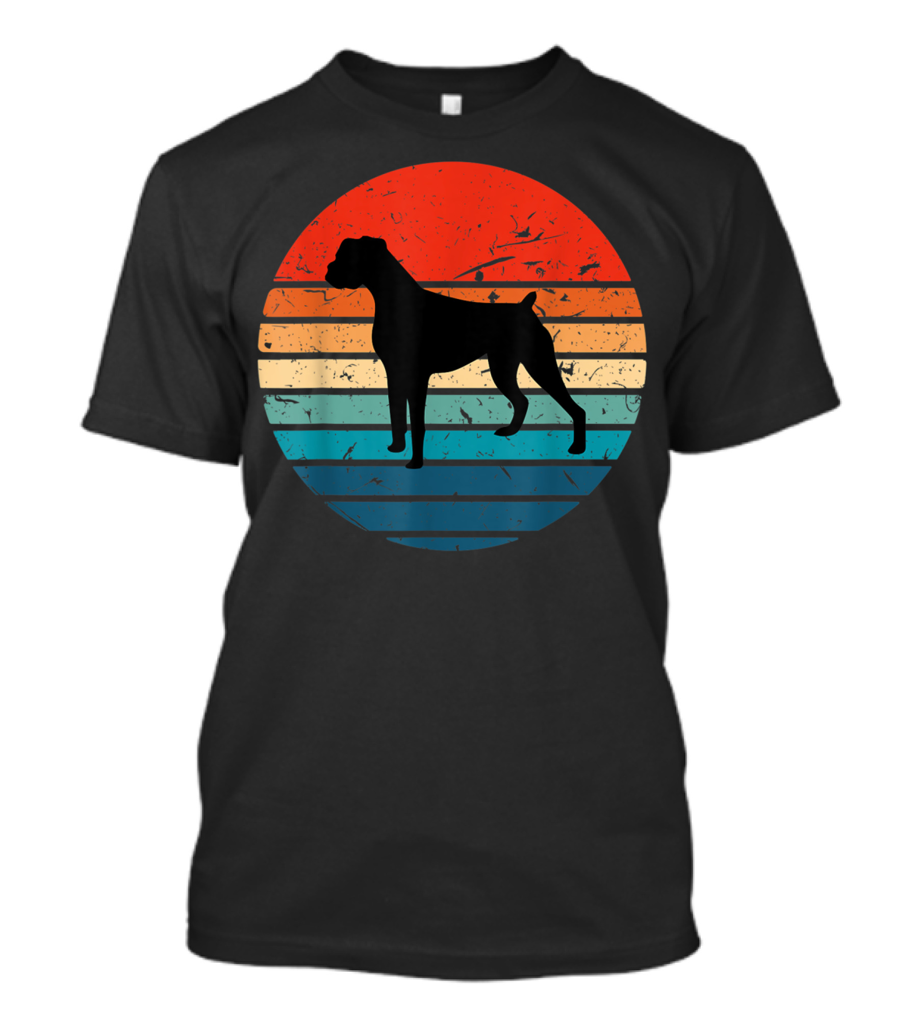 Boxer Dog Retro 70s 80s Striped T-Shirt