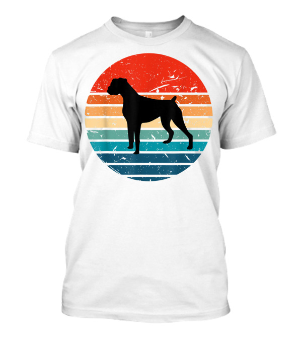 Boxer Dog Retro 70s 80s Striped T-Shirt