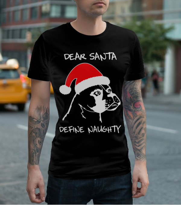 Dear Santa Define Naughty Boxer Funny Ugly Xmas Dog Lovers T-Shirt