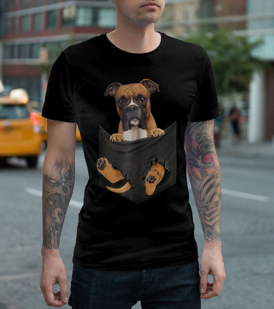 Boxer Puppy In Pocket Boxer Lover T-Shirt