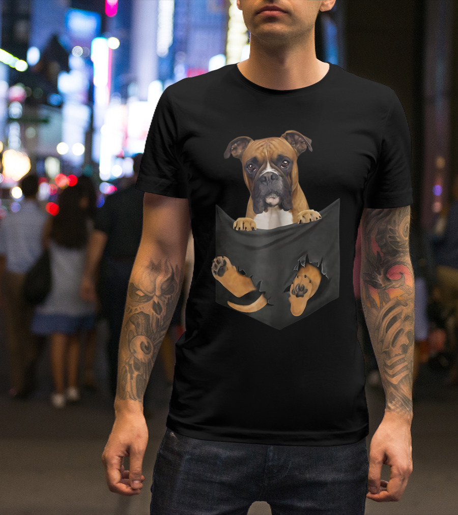Boxer Puppy In Pocket Boxer Lover T-Shirt
