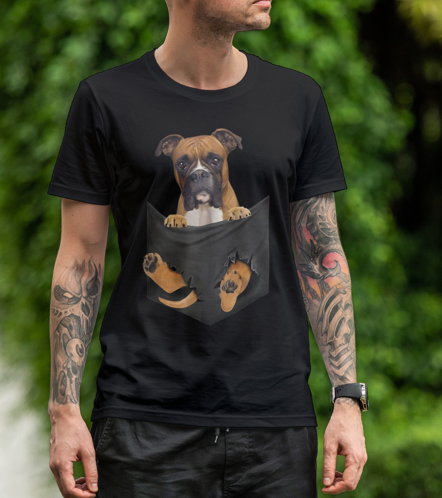 Boxer Puppy In Pocket Boxer Lover T-Shirt