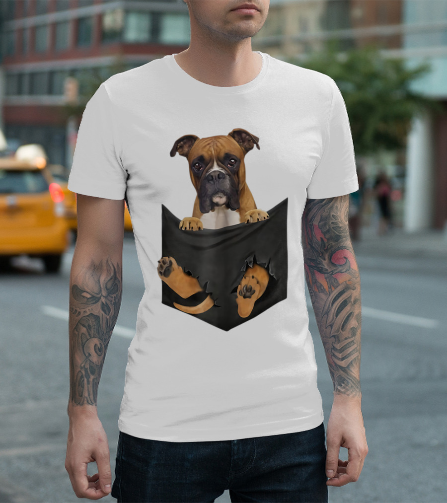 Boxer Puppy In Pocket Boxer Lover T-Shirt