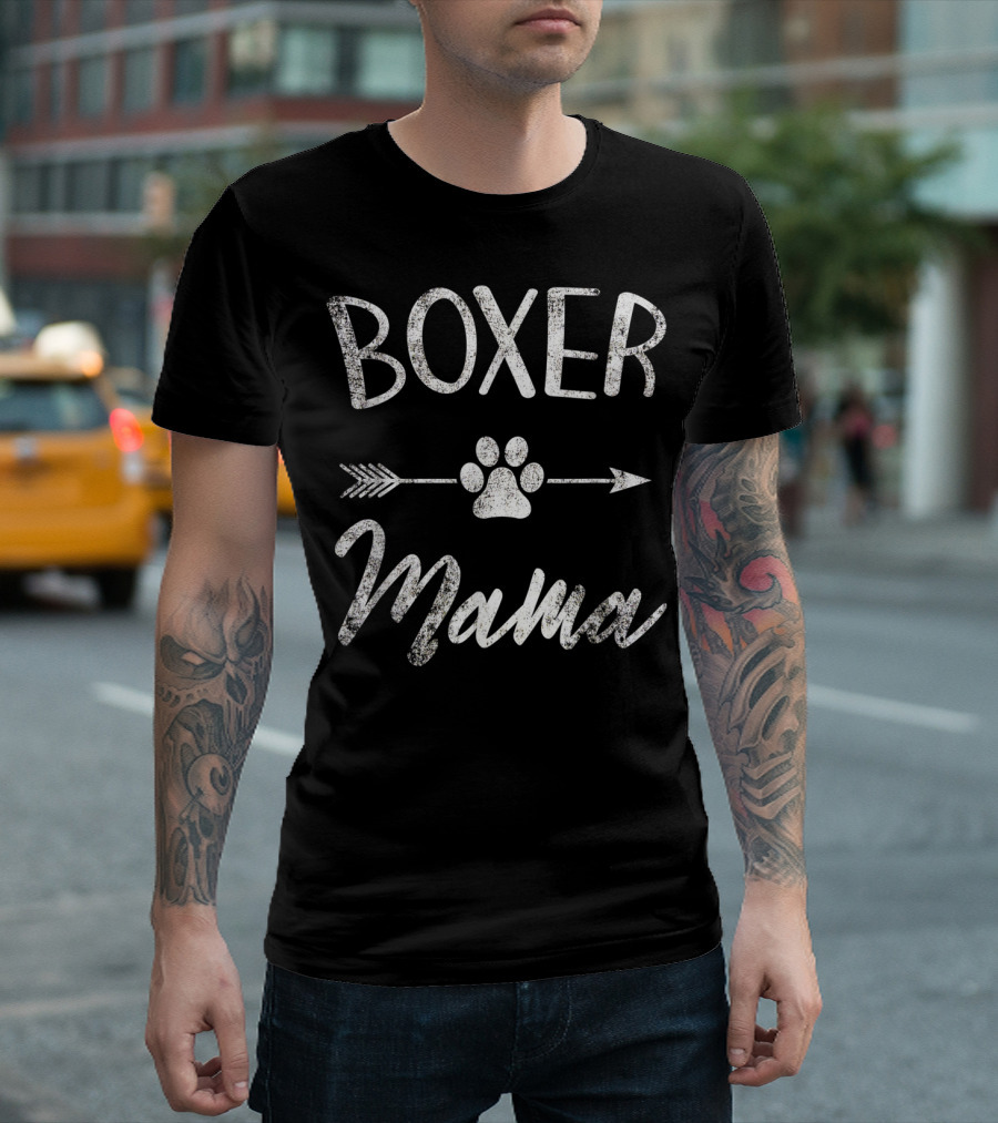 Boxer Mama Paw Print Arrow Dog Lover Owner T-Shirt