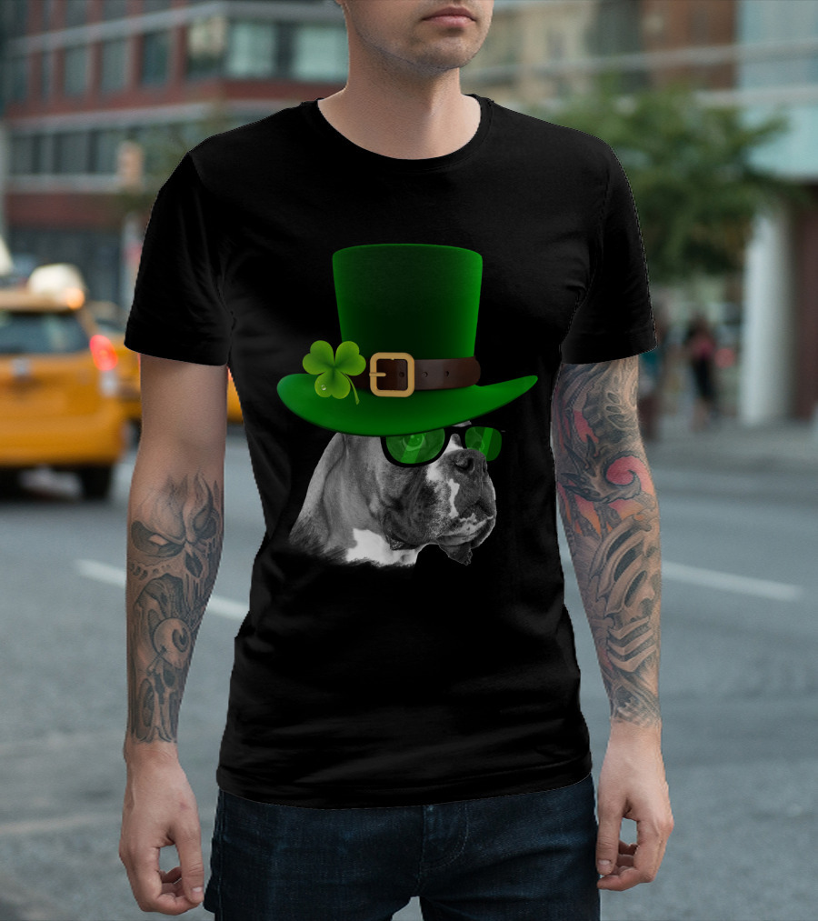 Boxer Dog St Patrick's Day Green Hat Shamrock T-Shirt