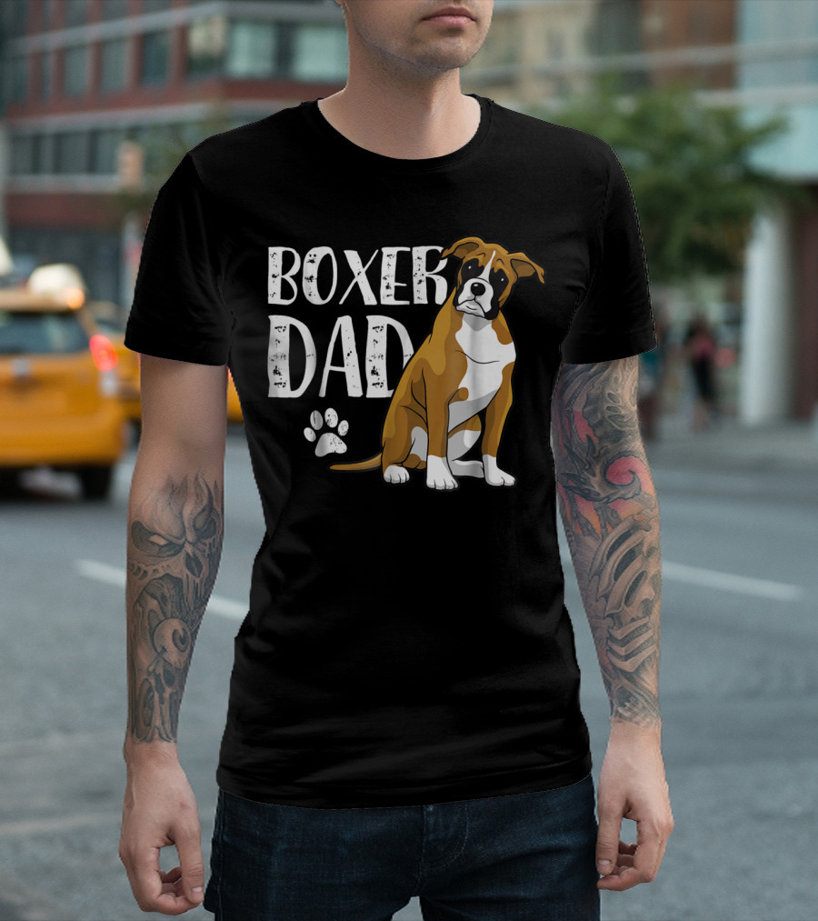 Boxer Dad Dog Paw T-Shirt