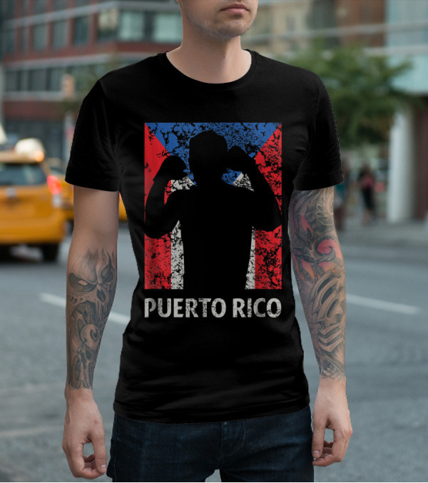 Puerto Rico Flag Boxer Silhouette Pride T-Shirt