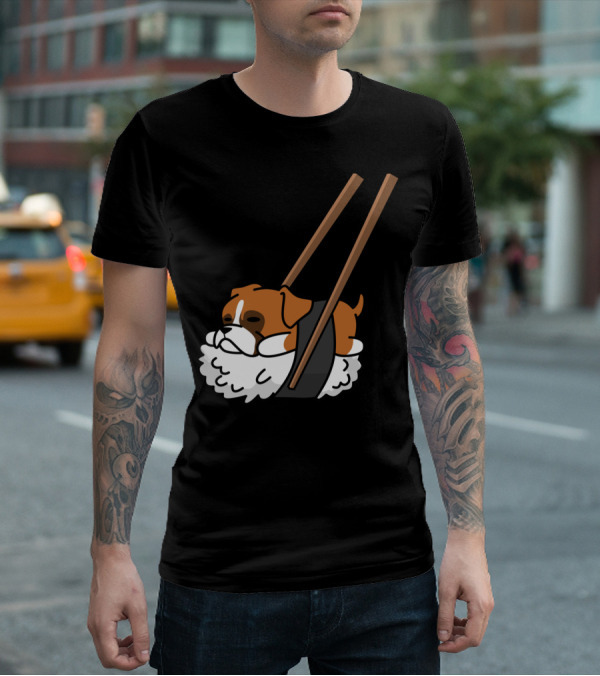 Boxer Dog Sushi With Funny Chopsticks T-Shirt
