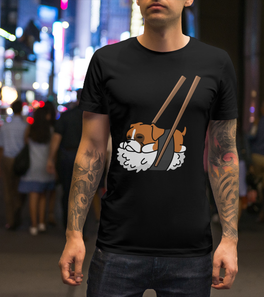Boxer Dog Sushi With Funny Chopsticks T-Shirt