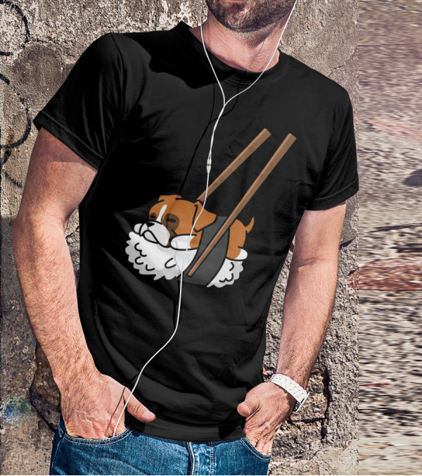 Boxer Dog Sushi With Funny Chopsticks T-Shirt