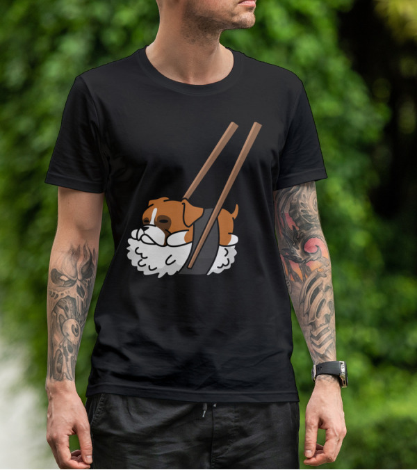 Boxer Dog Sushi With Funny Chopsticks T-Shirt