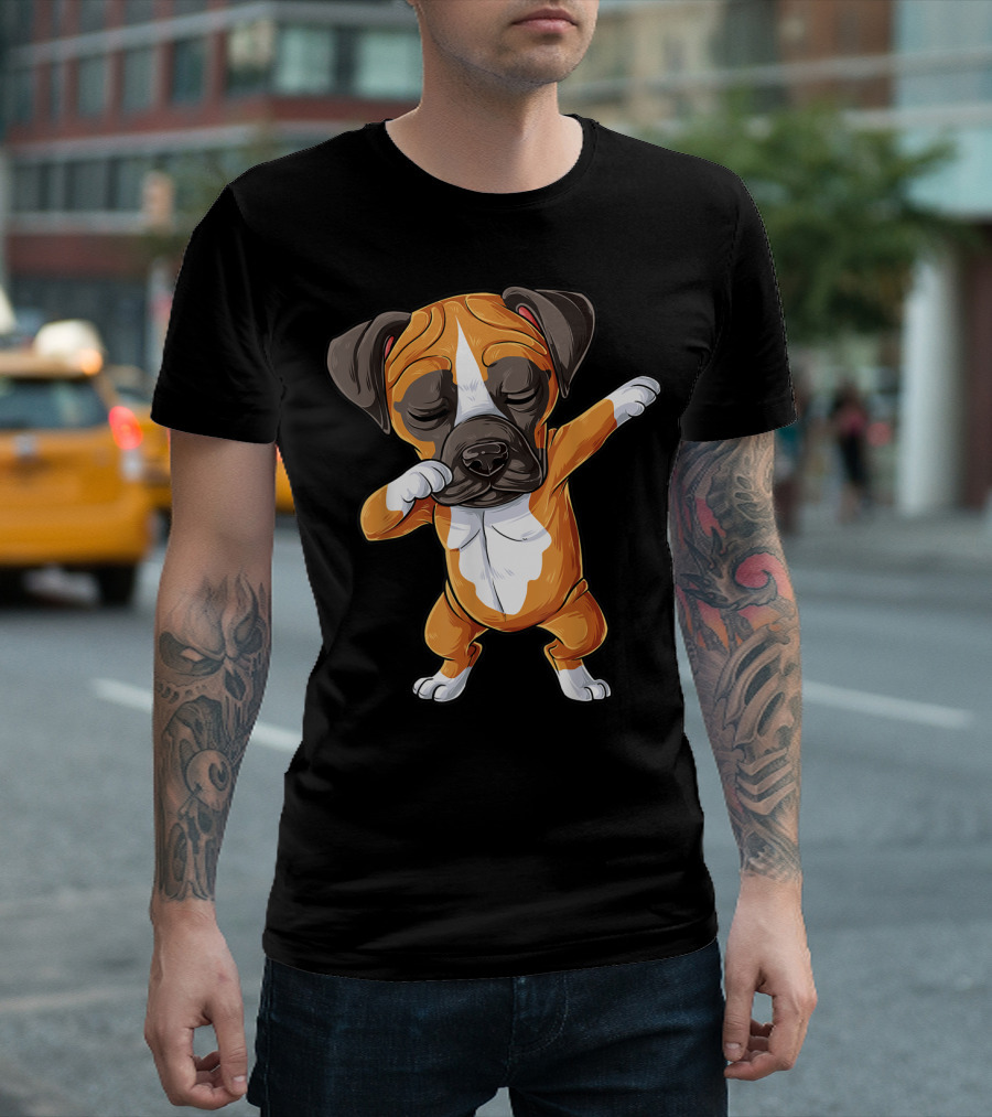 Funny Dabbing Boxer Dog Puppy Lover Kids Boys Dab T-Shirt