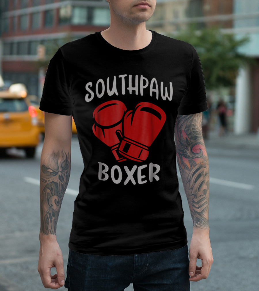 Southpaw Boxer Red Boxing Gloves Left Handed Stance T-Shirt