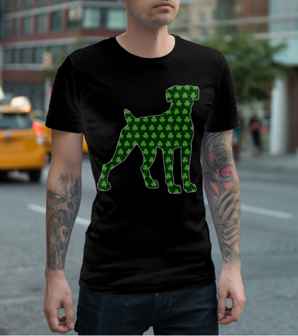 St Patrick's Day Lucky Irish Boxer Dog With Shamrock T-Shirt