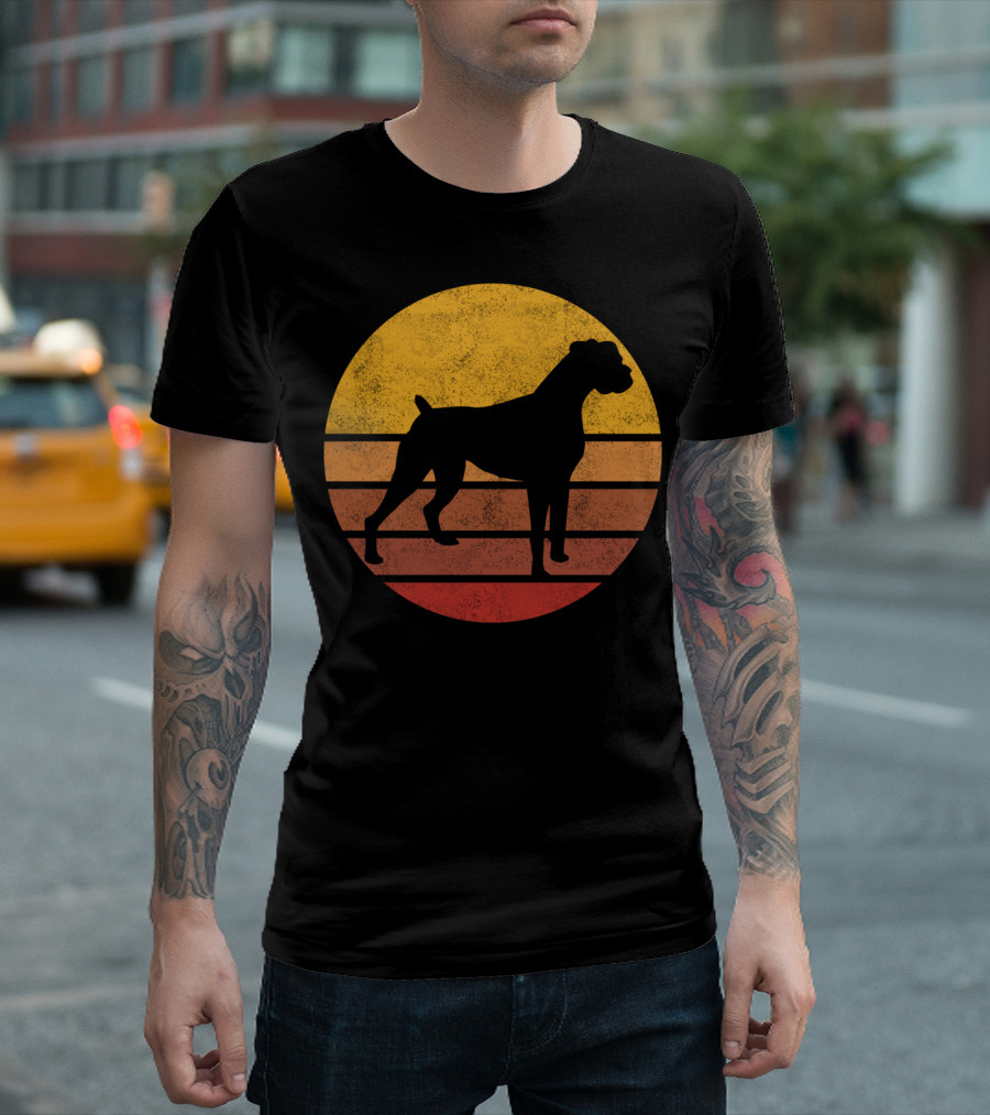 Vintage Sunset Boxer Dog T-Shirt