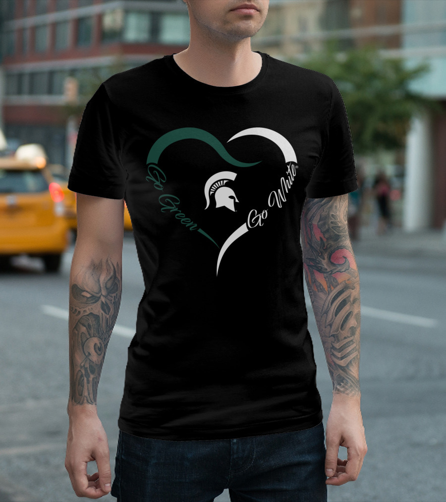 Michigan State Spartans Go Green Go White Heart T-Shirt