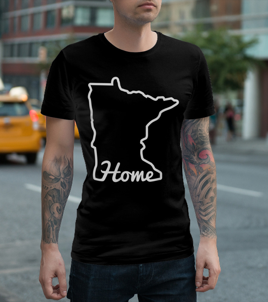 Minnesota Home Map State Outline Native Minnesotan T-Shirt