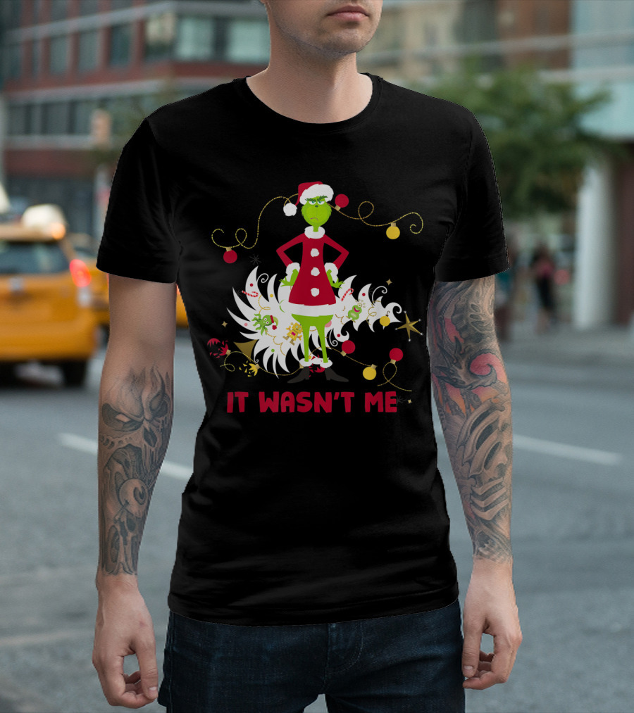 Drseuss The Grinch It Wasn't Me Santa Outfit Holiday Whimsy T-Shirt