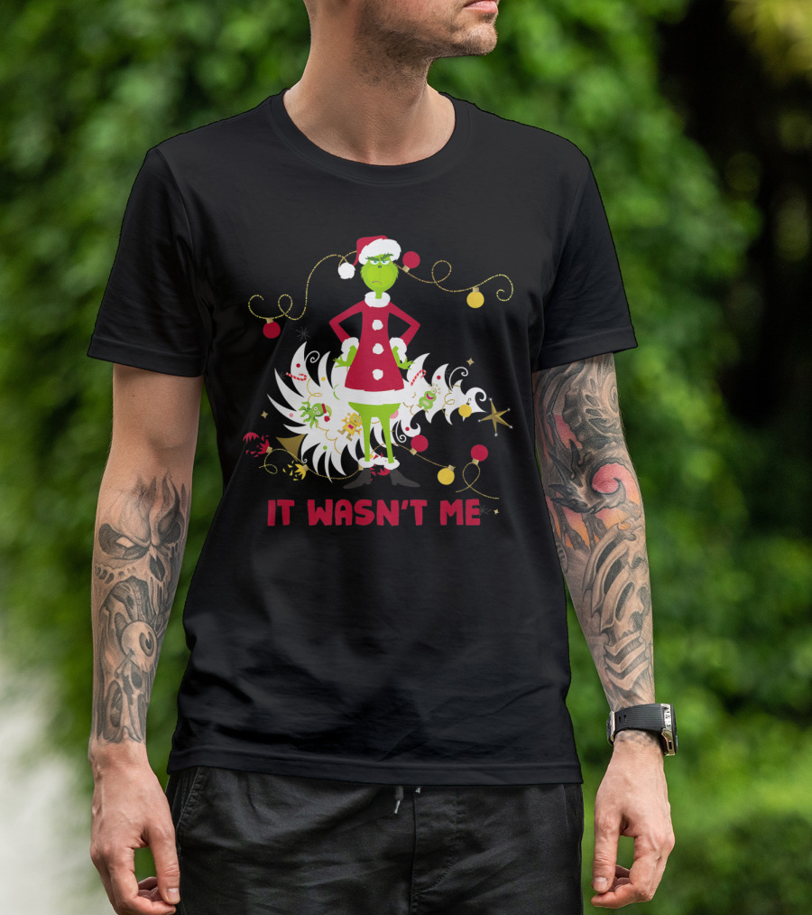 Drseuss The Grinch It Wasn't Me Santa Outfit Holiday Whimsy T-Shirt