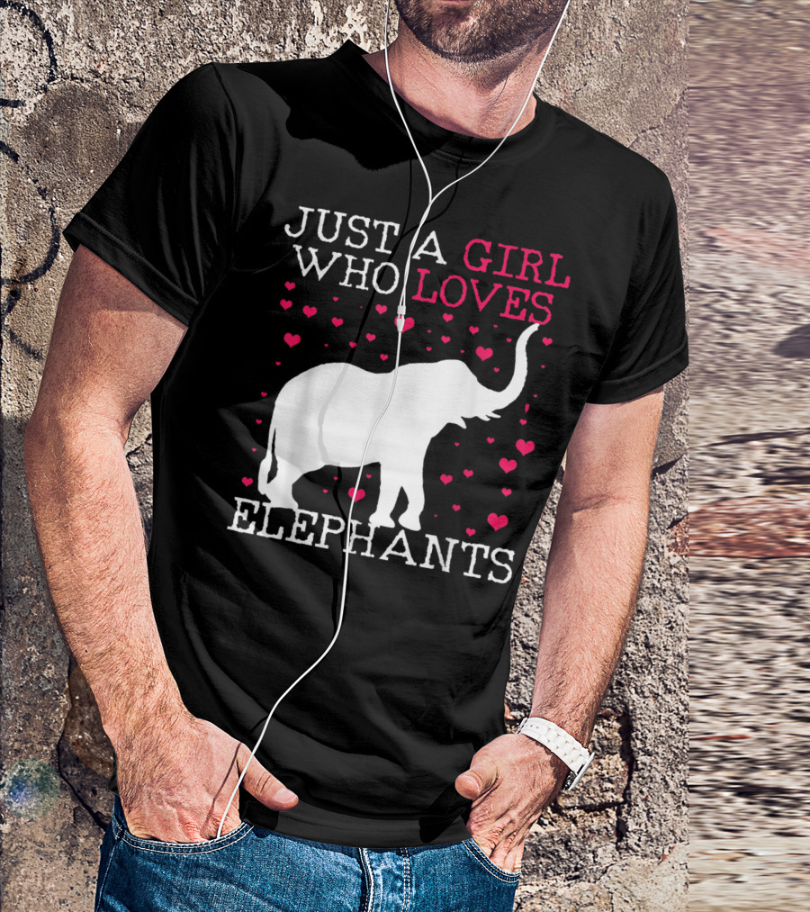 Just A Girl Who Loves Elephants With Heart Graphics T-Shirt