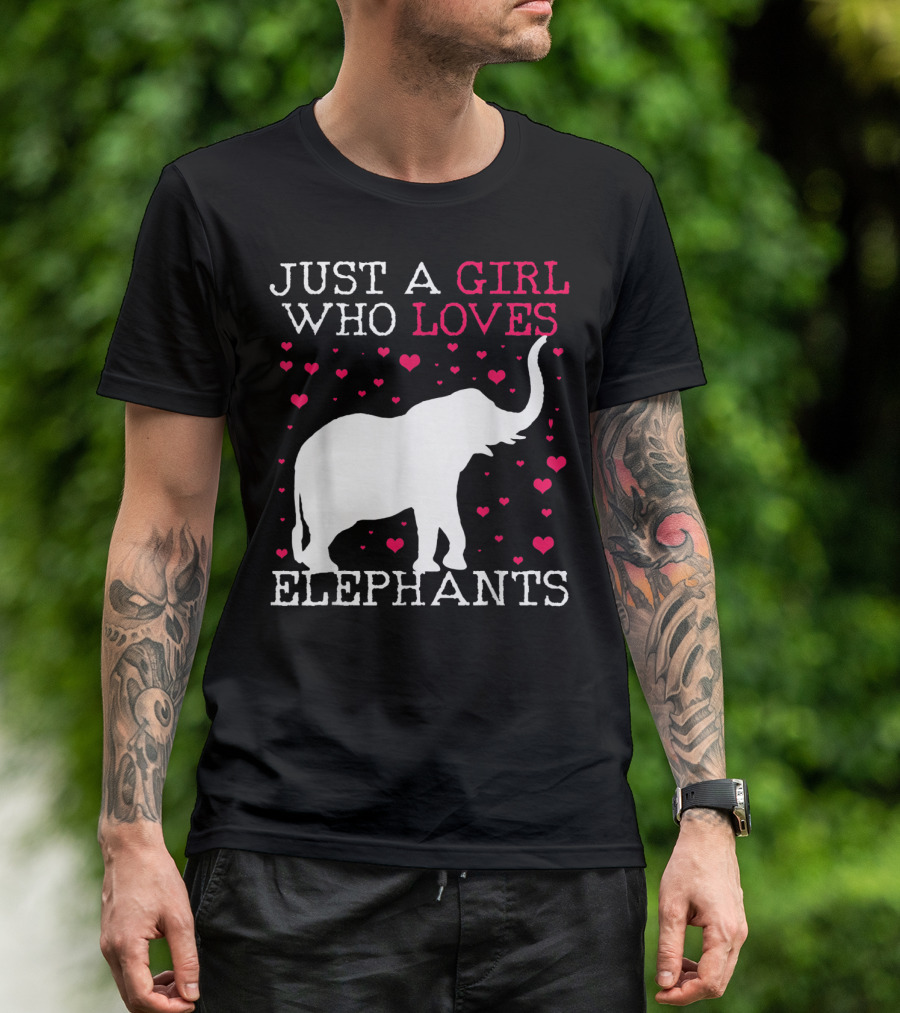 Just A Girl Who Loves Elephants With Heart Graphics T-Shirt