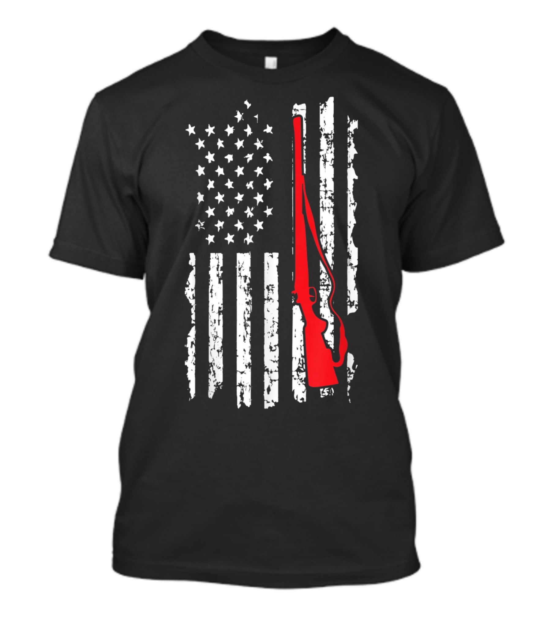 American Flag Gun Hunters Rifle In Red Silhouette T-Shirt