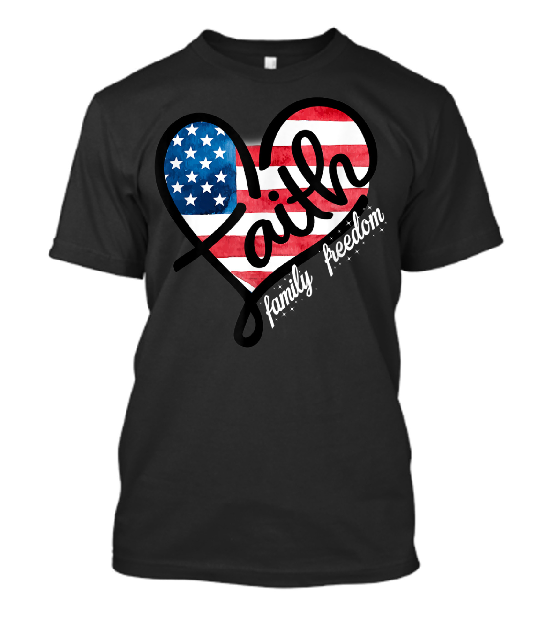 4th Of July Patriotic Faith Family Freedom Heart T-Shirt