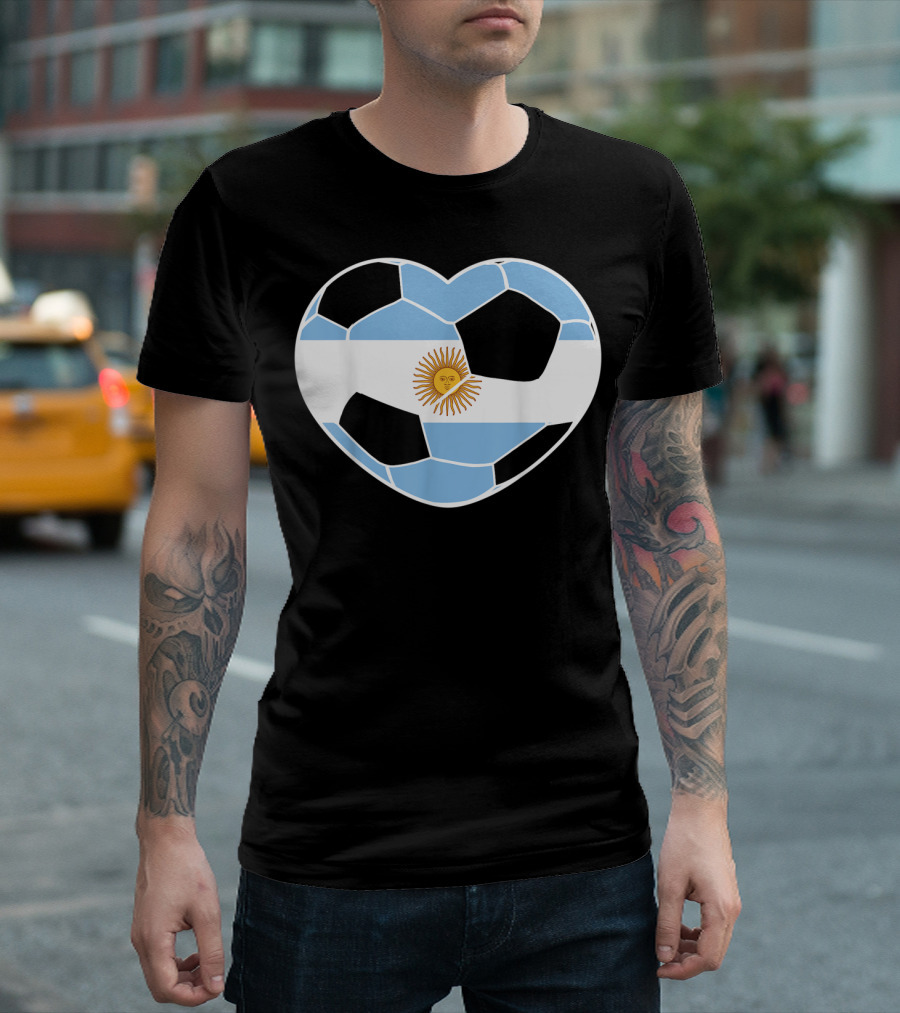 Argentina Soccer Ball Heart Flag Emblem Argentina T-Shirt