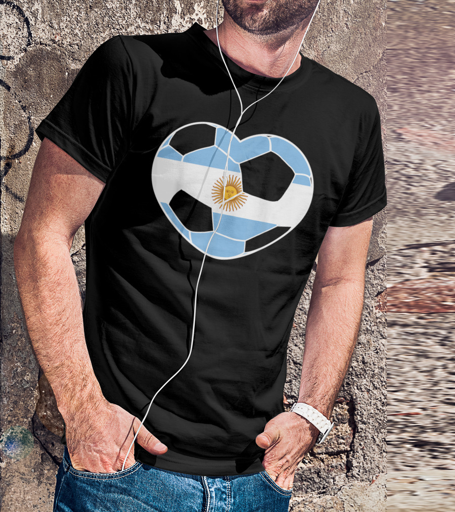 Argentina Soccer Ball Heart Flag Emblem Argentina T-Shirt