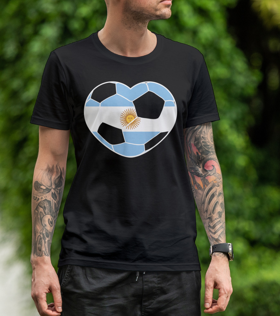 Argentina Soccer Ball Heart Flag Emblem Argentina T-Shirt