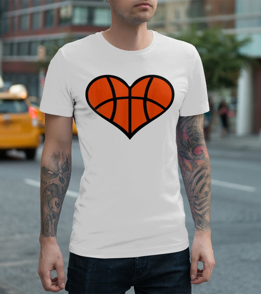 Basketball Heart Shape Orange Ball Lines T-Shirt