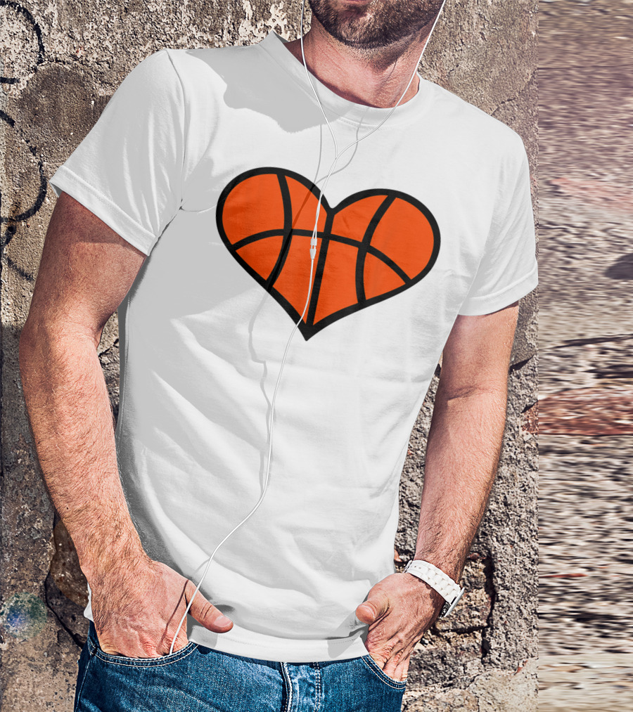 Basketball Heart Shape Orange Ball Lines T-Shirt