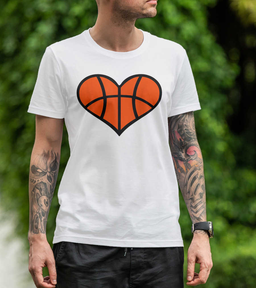 Basketball Heart Shape Orange Ball Lines T-Shirt