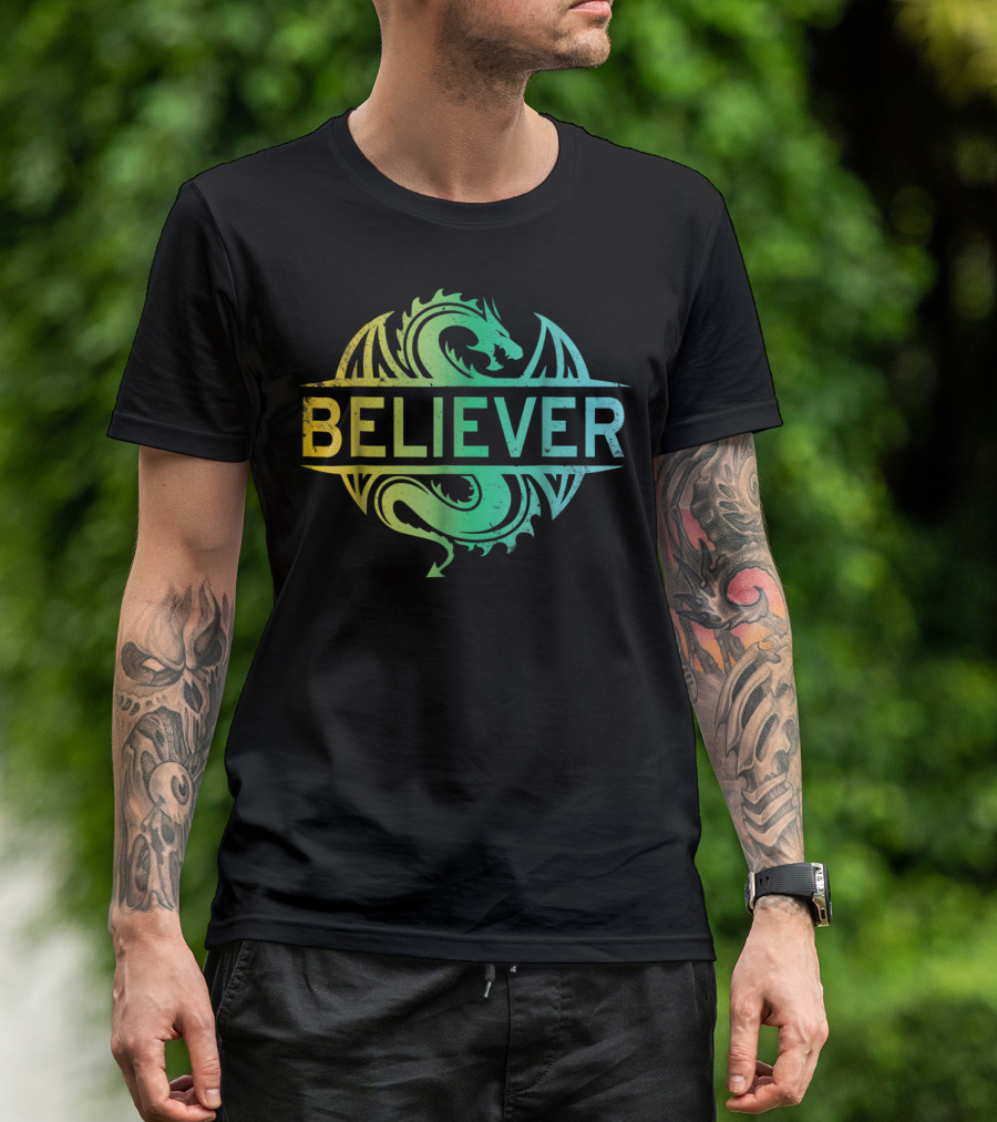 Believer Dragon Gradient Circle T-Shirt