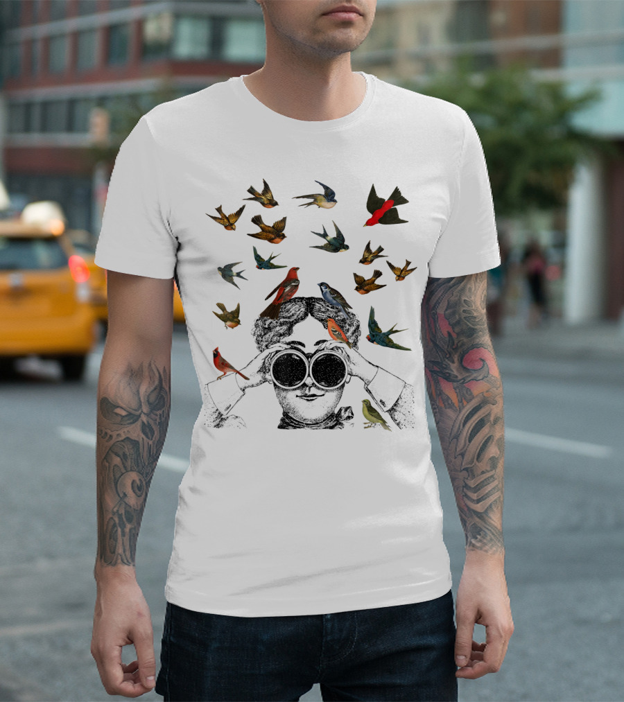 Ornithologist Birdwatching Twitcher Bird Love Enthusiast Birds Flock Binoculars T-Shirt