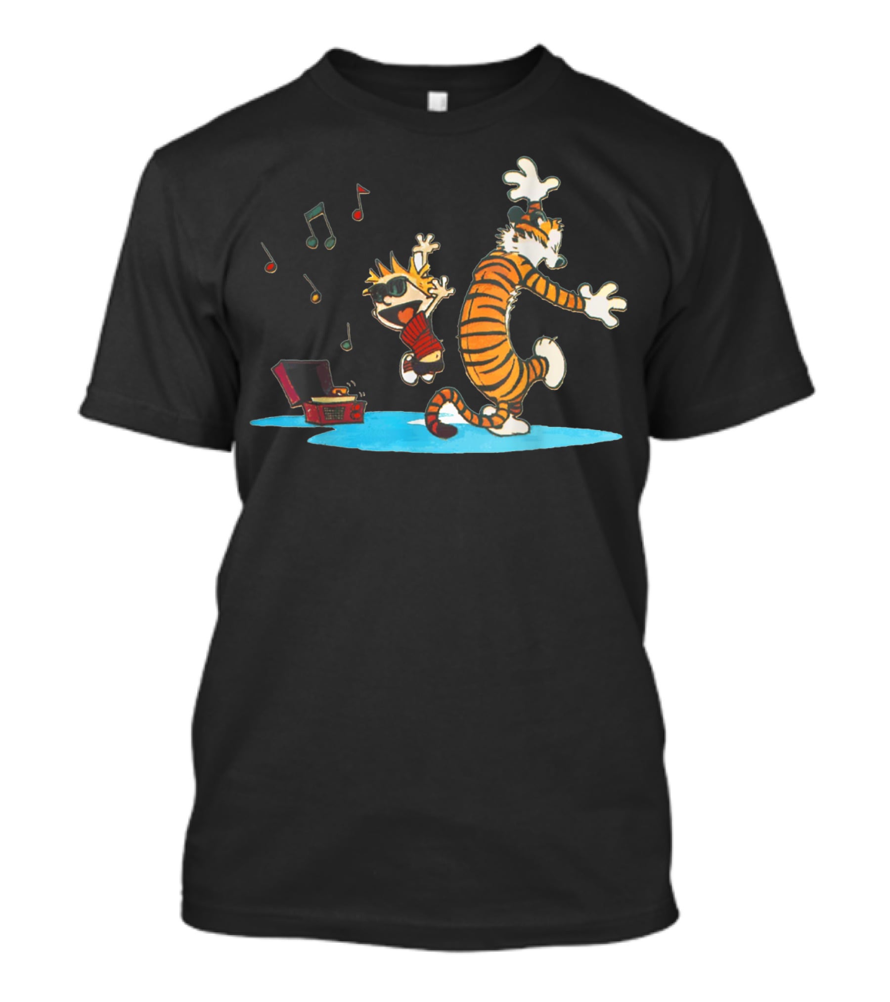 Calvin Dancing With Music Hobbes Vinyl Player T-Shirt