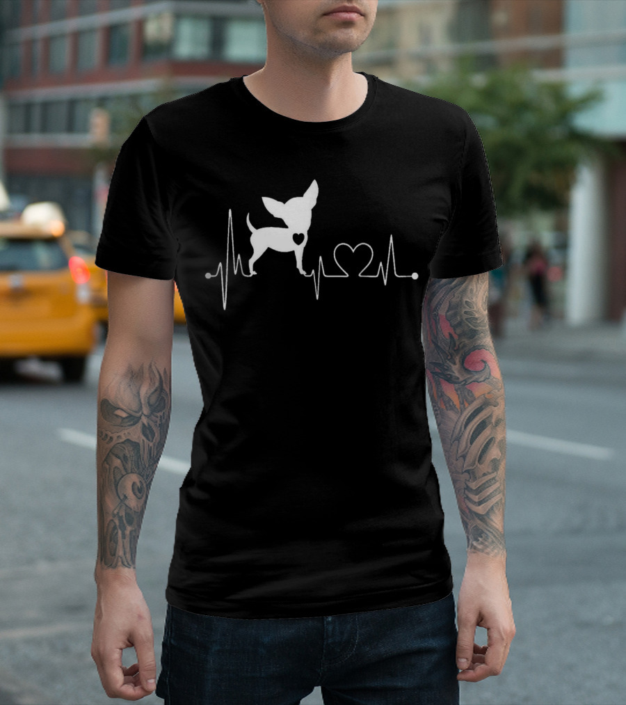 Chihuahua Dog Heartbeat Design with Heart T-Shirt