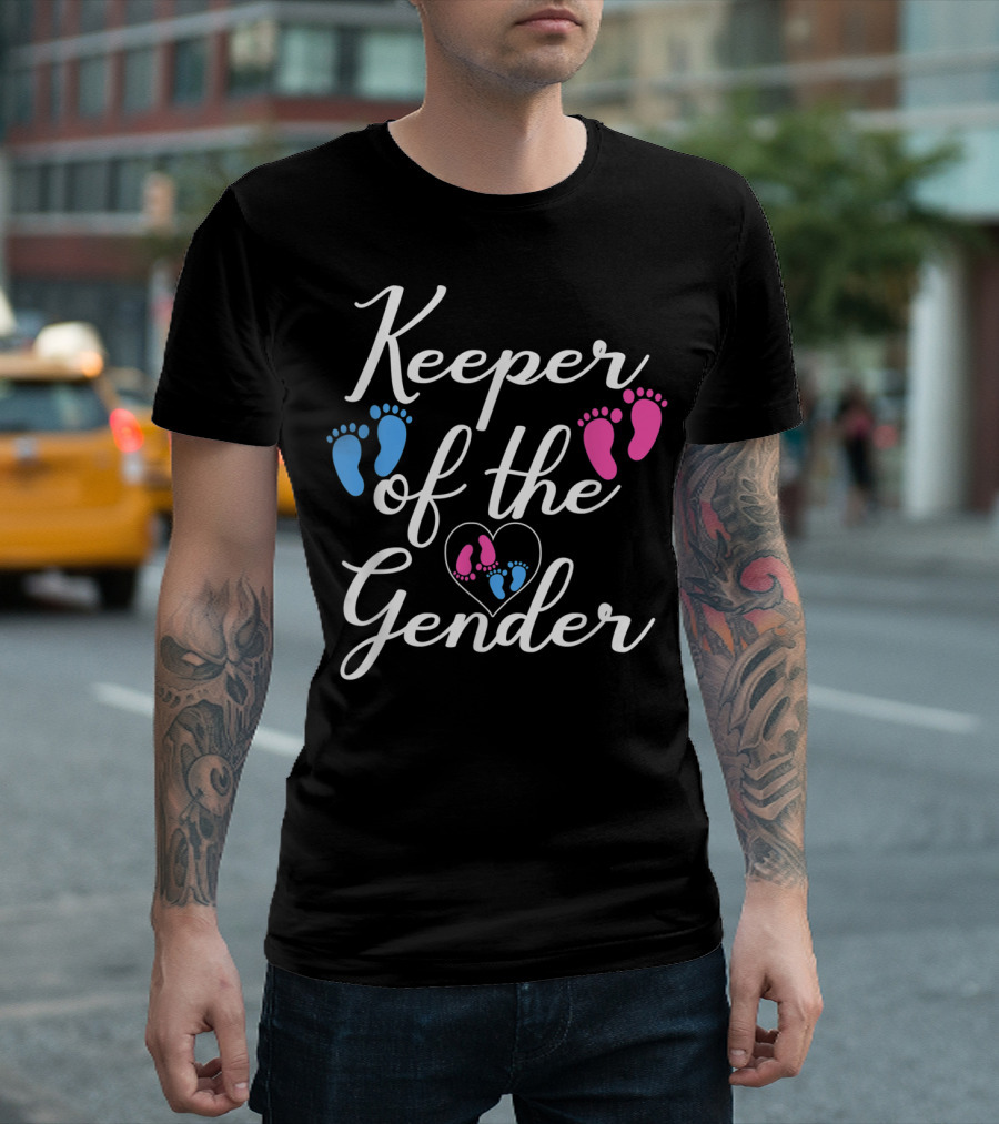 Keeper of the Gender Baby Reveal Party Footprint T-Shirt