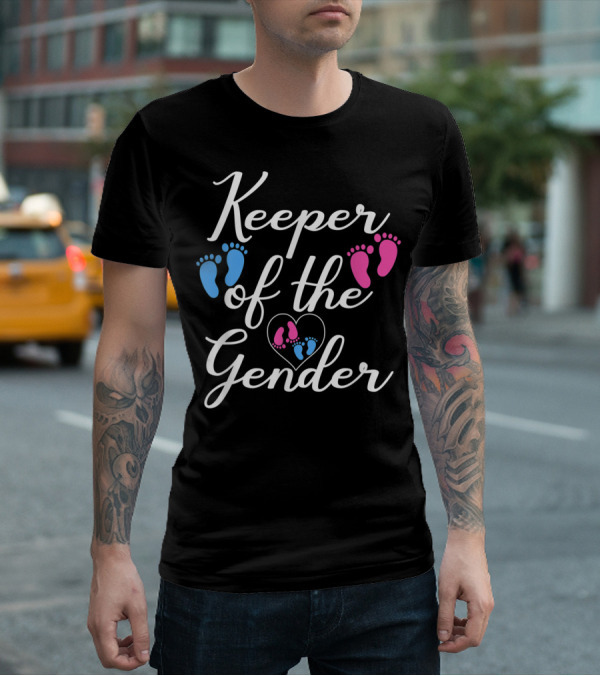 Keeper Of The Gender Baby Reveal Party Footprint T-Shirt
