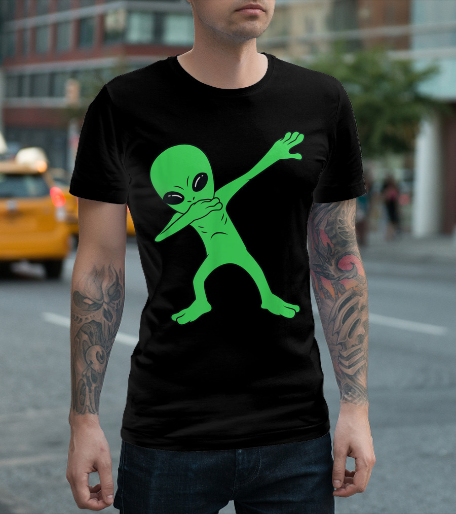 Dabbing Green Alien Halloween Funny Dab Dance T-Shirt