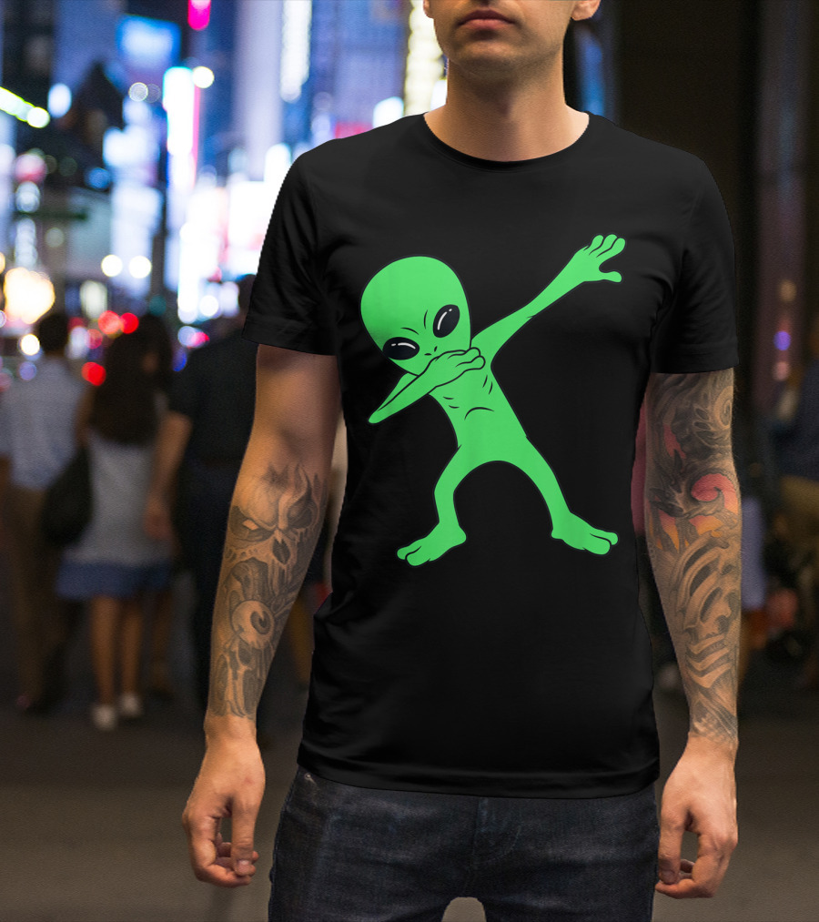 Dabbing Green Alien Halloween Funny Dab Dance T-Shirt