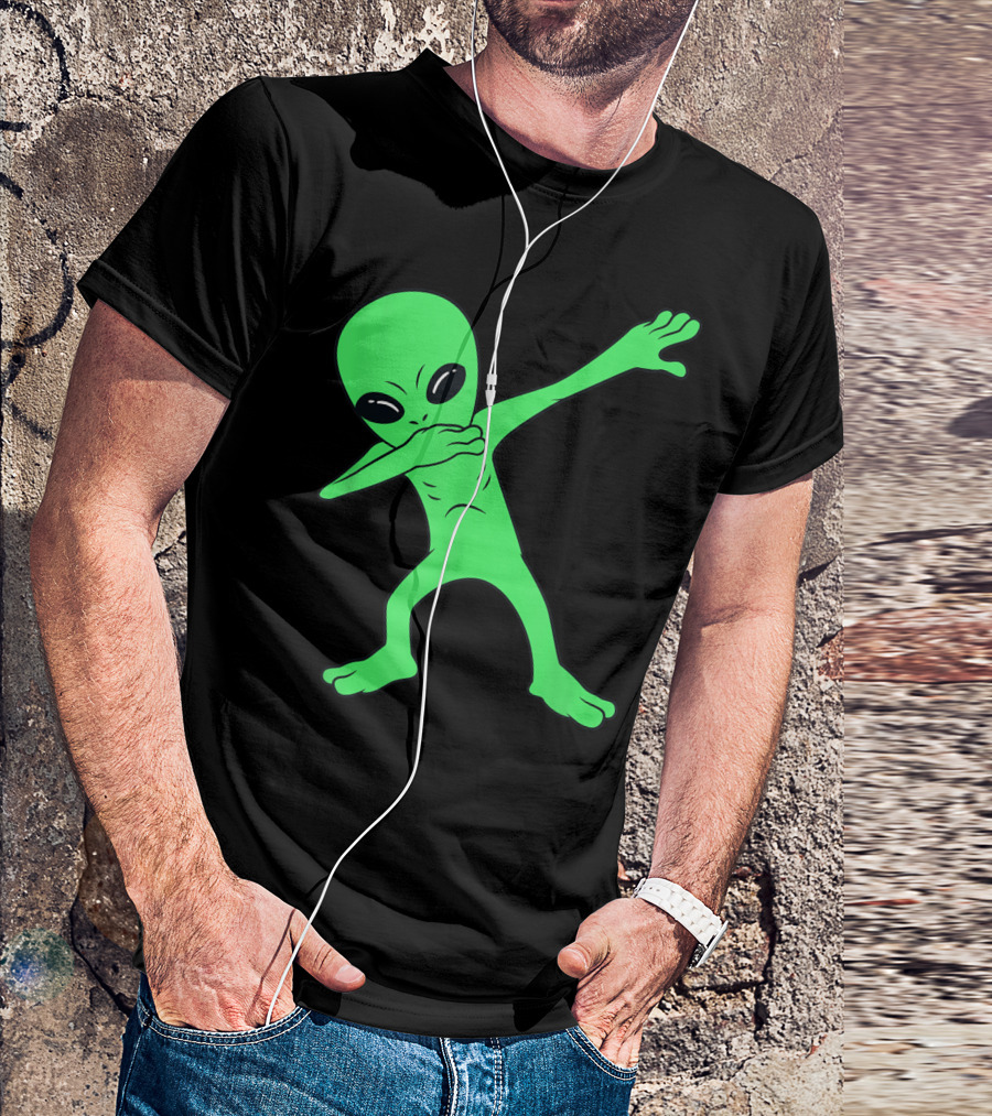 Dabbing Green Alien Halloween Funny Dab Dance T-Shirt