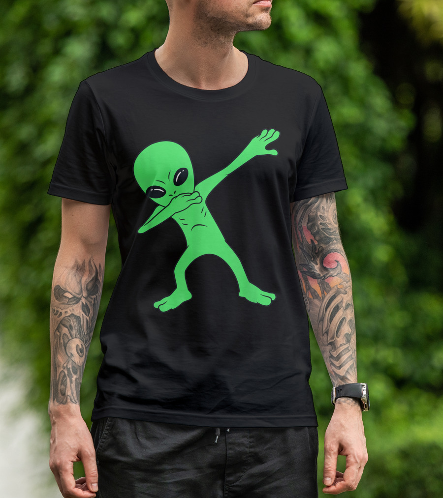Dabbing Green Alien Halloween Funny Dab Dance T-Shirt